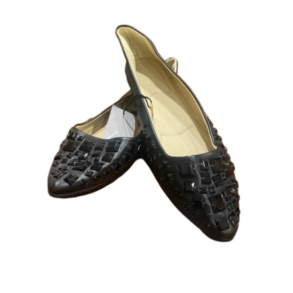 Lane Bryant Bling Flat with black jewels Size 10 wide. SH1